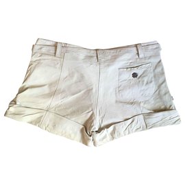 Roberto Cavalli-Pantalones cortos de cuero-Beige
