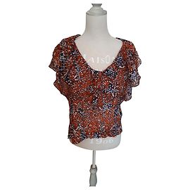 Sandro Seidenbluse Rot Weiß Marine Look Rot