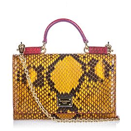 Dolce & Gabbana Portefeuille Sicily en python brun Marron Rouge