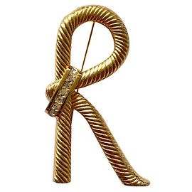 Broche vintage Christian Dior Ribbon Dorado