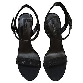 Zara Sandals Black High Heel with Strass 38 Black