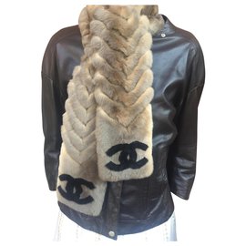Chanel-Fur scarf-Beige