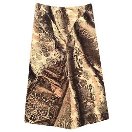 Roberto Cavalli Skirt Grey Brown Khaki Wool Brown Grey Khaki