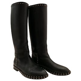 Valentino Rockstud Black Leather Boots Size 41 Black