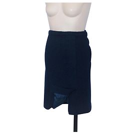 Falda Chanel de tweed de lana azul Azul
