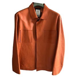 JIL SANDER NEW MEN'S SAMPLE LEATHER JACKET Coral