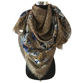 SCIARPA GUCCI BLU FLOREALE NOVITÀ Blu Beige