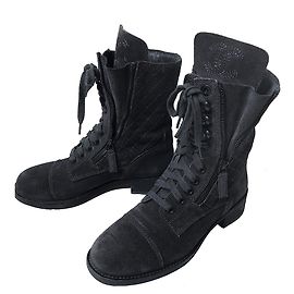 Chanel Bottes de combat avec box Gris anthracite