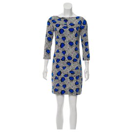 Diane Von Furstenberg-Vestido DvF Ruri-Negro,Blanco,Azul