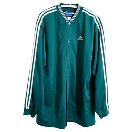 Adidas Jacket Green and White Polyester White Green