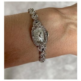 Autre Marque-Vintage  Granat platinum and diamond watch-Silvery
