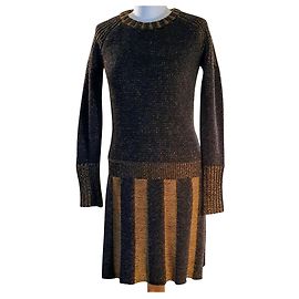 Brown e Tan Tweed Vestido Burberry Brit Multicor