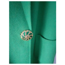 Zara-Abrigo de lana de franela-Verde oliva