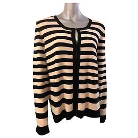Marina Rinaldi Strickjacke Wolle Beige Schwarz Schwarz Beige