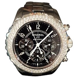Chanel J12 Automatic Chronograph Black Ceramic Watch 41mm Black
