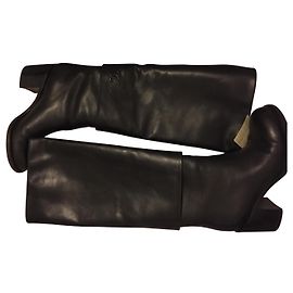 Botas de couro preto Chanel Preto