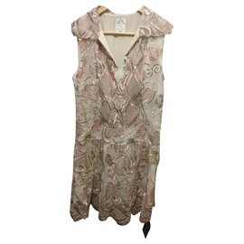 Anna Sui Spitzenkleid Pink Golden Roh