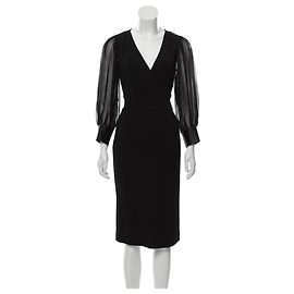 Diane Von Furstenberg O Neil Midikleid aus Wolle schwarz Schwarz