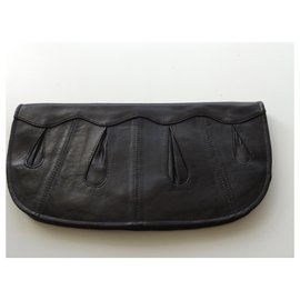 Autre Marque-Vintage Black Large Clutch Bag-Black