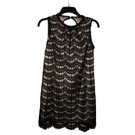Vestido Milly de renda preta e algodão dourado Preto Dourado