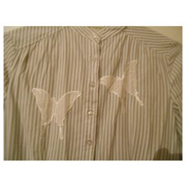 Autre Marque-St-Martins - camicia lunga a righe bianca grigia taglia XS OR 34 fr-Bianco