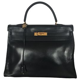 Hermès Kelly 35 Blue Leather Handbag Blue