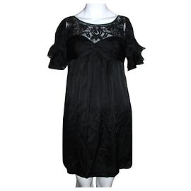 Vestido estilo império de seda e renda preto Temperley London Preto