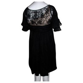 Temperley London-silk and lace dress-Black