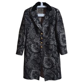 Etro Coat Silk and Wool Multicolour Multiple colors