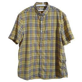 Camicia Burberry in cotone tartan a maniche corte gialla Multicolore Giallo