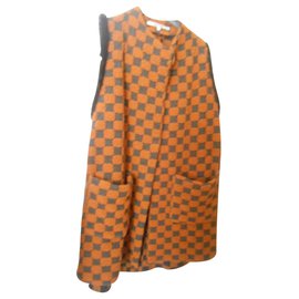 Autre Marque-ORANGE ORANGE BROWN DRESS COAT-Orange
