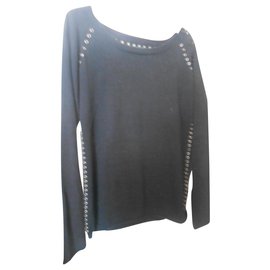 Zadig & Voltaire-BLACK SWEATER WITH OELETTS-Black