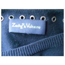 Zadig & Voltaire-BLACK SWEATER WITH OELETTS-Black
