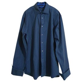 Camicia Ted Baker a righe in cotone blu verde Blu Multicolore Verde