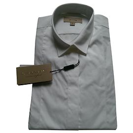 Camicia Burberry Uniform bianca in cotone a maniche lunghe Bianco