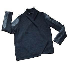 The Kooples Weste aus Wolle und Leder, Größe L Schwarz