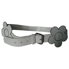 Ceinture Céline en cuir 2 roses Eggshell Blanc cassé