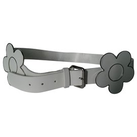 Céline Leather Belt 2 Roses Eggshell Eggshell