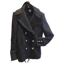 Balmain pour H&M Balmain schwarzer Wollmantel für H & M Schwarz