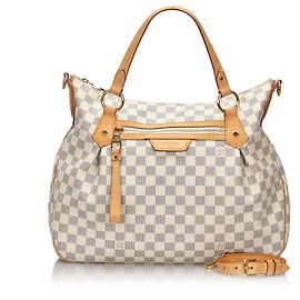 Louis Vuitton Branco Damier Azur Évora MM Branco Azul