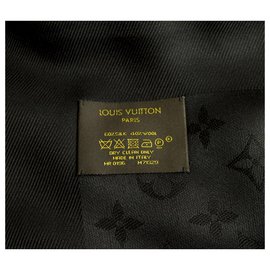 Louis Vuitton-Louis Vuitton monograma negro tono sobre tono chal tejido jacquard seda M71329-Negro