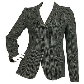 Armani Wolljacke mit Chevron-Print Schwarz Weiß