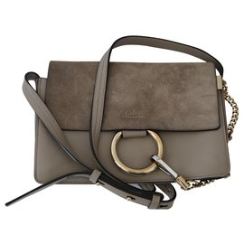 Chloé-Faye Small Shoulder Bag-Grey