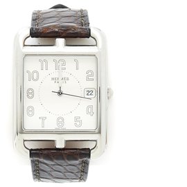 Hermès-CAPE COD sizeM CROCO-Silvery