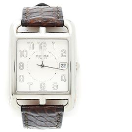 Hermès CAPE COD TGM CROCO Argenté