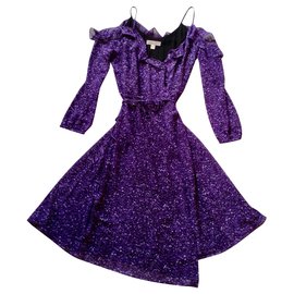 Michael Kors-Georgette Wrap Dress-Purple