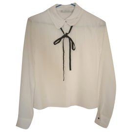 zara white blouse with black bow