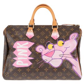 Louis Vuitton-Louis Vuitton Speedy 35 Monogramma "Pink Panther" personalizzato da PatBo!-Marrone