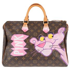 Louis Vuitton Speedy 35 Monogram "Pink Panther" customisé par PatBo ! Marron
