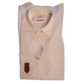 Hermès Chemise ajustée Col droit souple popeline Blanc